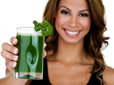 drinking green juice